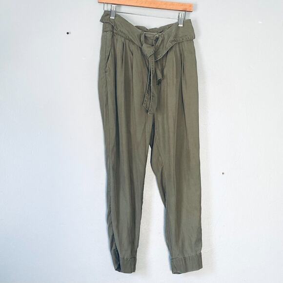 Cartonnier by Anthropologie Pants 2 Olive Green Paper Bag Waist Minimalist - Picture 1 of 7